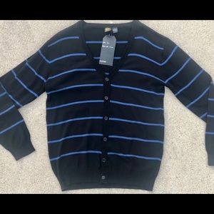 NWT ESCAPISM STRIPED BUTTON DOWN VNECK LIGHTWEIGHT MEN SWEATER SIZE 2XL STRETCH